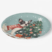 Assiettes En Carton Chien de Noël Boston Terrier (Angle)