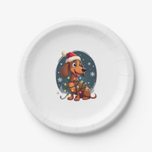 Assiettes En Carton Chien de Noël Dachshund Père Noël Xmas Wiener Wome