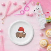 Assiettes En Carton Chien de Noël en saucisson à Santa Hat (Fête)