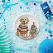 Assiettes En Carton Chien de Noël Golden Retriever (Fête)