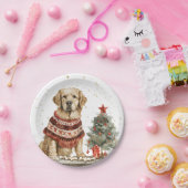 Assiettes En Carton Chien de Noël Golden Retriever (Fête)