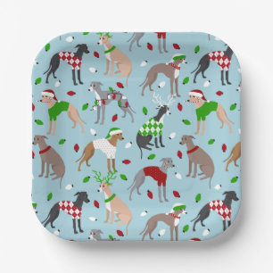Assiettes En Carton Chien de Noël italien Greyhound