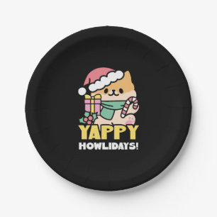 Assiettes En Carton Chien de Noël mignon - Yappy Howlidays