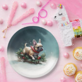 Assiettes En Carton Chien de Noël neige hiver (Fête)
