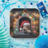 Assiettes En Carton Chien de Noël Père Noël Hound dans la niche (Fête)