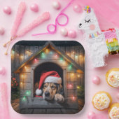 Assiettes En Carton Chien de Noël Père Noël Hound dans la niche (Fête)