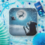 Assiettes En Carton Chien De Noël Photographiant Le Père Noël À Sleigh (Fête)