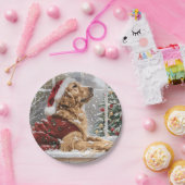 Assiettes En Carton Chien de Père Noël de Noël Golden Retriever (Fête)