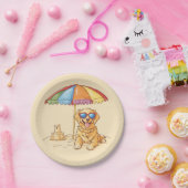 Assiettes En Carton Chien de plage Golden Retriever (Fête)