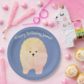 Assiettes En Carton Chien de Pomeranian, plaques à papier faites sur (Fête)