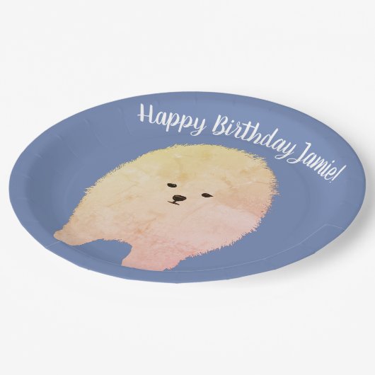 Assiettes En Carton Chien de Pomeranian, plaques à papier faites sur (Angle)