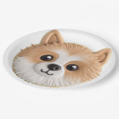 Assiettes En Carton Chien de Poméranie 3D inspiré (Angle)