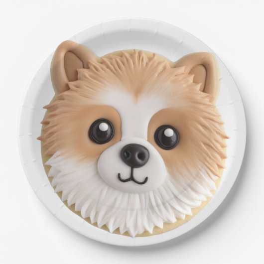 Assiettes En Carton Chien de Poméranie 3D inspiré (Devant)