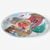 Assiettes En Carton Chien de Poméranie dans la neige Maison de Chien d (Angle)