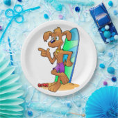 ASSIETTES EN CARTON CHIEN DE SURFER (Fête)