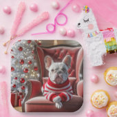 Assiettes En Carton Chien de taule français de Noël sur une chaise (Fête)