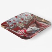 Assiettes En Carton Chien de taule français de Noël sur une chaise (Angulaire)