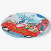 Assiettes En Carton Chien de taureau anglais dans la livraison de Noël (Angle)