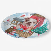 Assiettes En Carton Chien de taureau anglais dans la neige Maison de C (Angle)