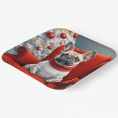 Assiettes En Carton Chien de taureau français de Noël sur une chaise r (Angulaire)