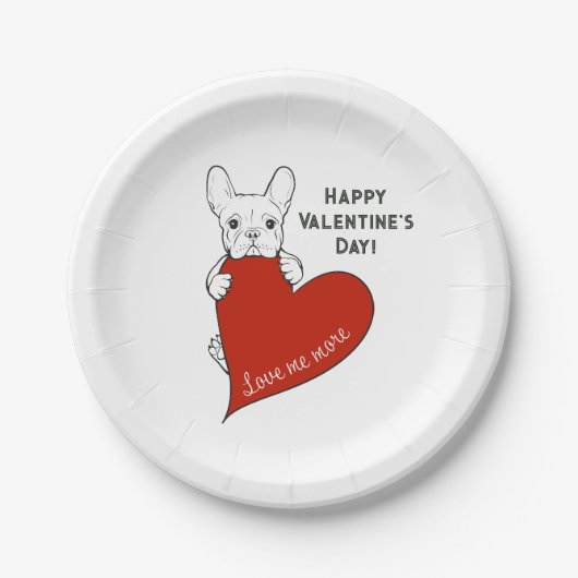 Assiettes En Carton Chien de taureau français mignon personnalisé avec (Devant)
