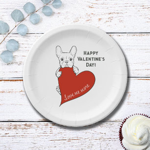 Assiettes En Carton Chien de taureau français mignon personnalisé avec