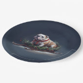 Assiettes En Carton Chien de taureau neige hiver (Angle)