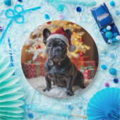 Assiettes En Carton Chien de taureau noir de Noël (Fête)