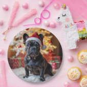 Assiettes En Carton Chien de taureau noir de Noël (Fête)