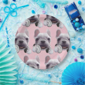 Assiettes En Carton Chien de taureaux français avec casque Illustratio (Fête)