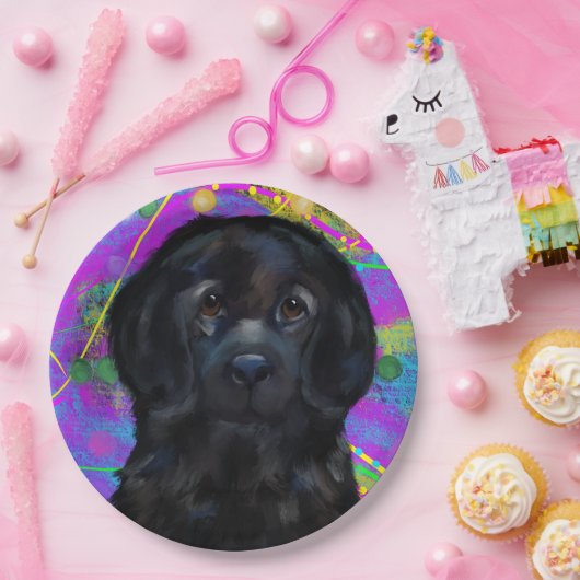 Assiettes En Carton Chien de Terre-Neuve (Fête)