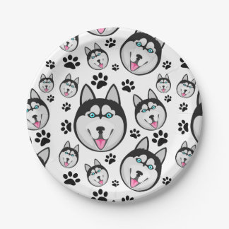 Assiettes En Carton Chien de traîneau arctique de chien de traîneau