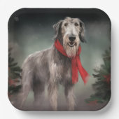 Assiettes En Carton Chien de Wolfhound à Noël de neige (Recto)