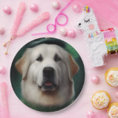 Assiettes En Carton Chien des Pyrénées dans la robe de la Saint Patric (Fête)