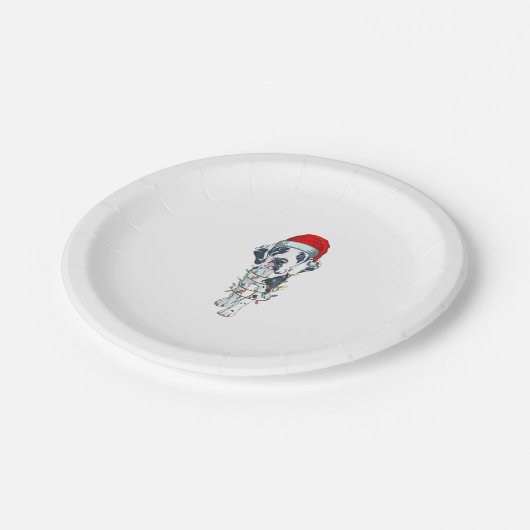 Assiettes En Carton Chien drôle Grand Danse Noël Noël Noël Chapeau Noë (Angle)