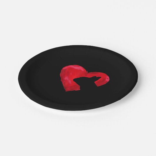 Assiettes En Carton Chien du Coeur de Chien de Fer Français Silhouette (Angle)