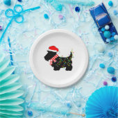 Assiettes En Carton Chien écossais de Noël avec lumières (Fête)