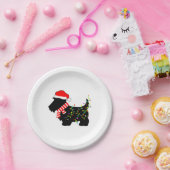 Assiettes En Carton Chien écossais de Noël avec lumières (Fête)