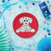 Assiettes En Carton Chien en dalmate dessin simple noir (Fête)