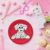 Assiettes En Carton Chien en dalmate dessin simple noir (Fête)