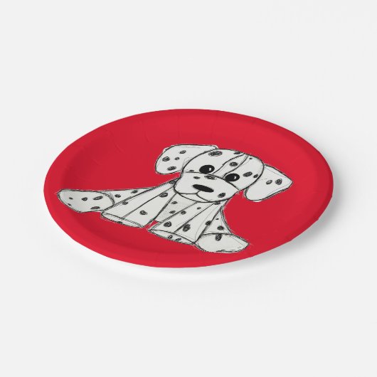 Assiettes En Carton Chien en dalmate dessin simple noir (Angle)
