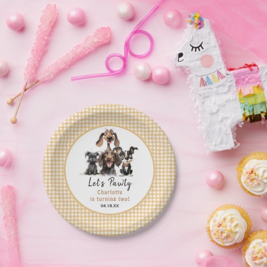 Assiettes En Carton Chien Faisons Pawty Anniversaire (Fête)