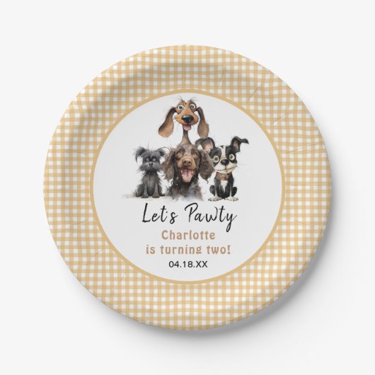 Assiettes En Carton Chien Faisons Pawty Anniversaire (Devant)