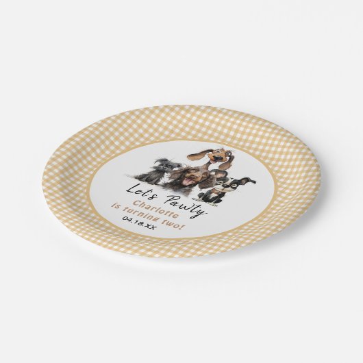 Assiettes En Carton Chien Faisons Pawty Anniversaire (Angle)