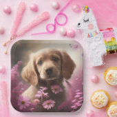 Assiettes en carton chien Fleur (Fête)