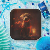 Assiettes en carton chien Fleur (Fête)