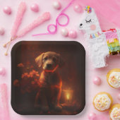 Assiettes en carton chien Fleur (Fête)