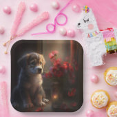 Assiettes en carton chien Fleur (Fête)