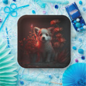 Assiettes en carton chien Fleur (Fête)