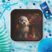 Assiettes en carton chien Fleur (Fête)